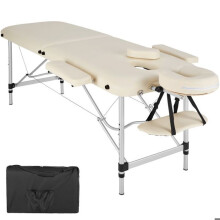 Klappbare Massagetisch 2 Zonen Aluminium Tragbar + Beiger Bezug 2008133