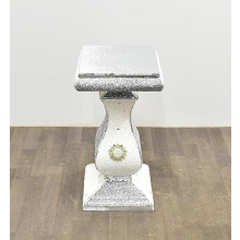 Crushed Crystal Diamond End Table Mirror White Silver Glitter 60x40 Cm