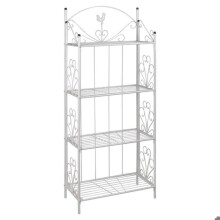 Etagère 4 niveaux acier blanc intérieur ou extérieur pour plantes fleurs 2702002