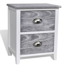 Mesa de noite cabeceira cômoda armário móvel quarto 38 x 28 x 45 cm MDF cinza e branco