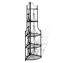 Etagère d'angle 5 niveaux acier noir intérieur ou extérieur pour plantes fleurs 2702003