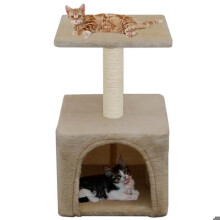 Arranha-céu para gatos, arranhador, abrigo, brinquedo para animais de peluche em sisal 55 cm bege 3702066