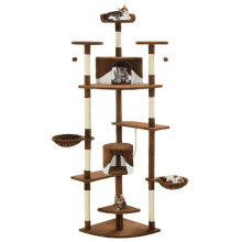 Arranhador para gatos com nicho, brinquedo para animais de pelúcia em sisal 203 cm marrom e