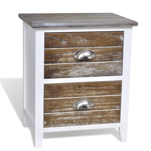 Mesa de cabeceira, com guarda-roupa, móvel de quarto 2 pcs com 2 gavetas marrons e 2