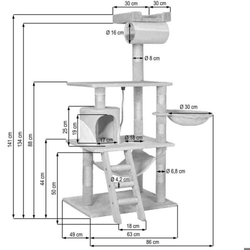Katzbaum 141 cm grau 3708128 2
