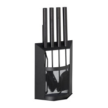 Conjunto de utensilios para chimenea de 5 piezas acero accesorio pala escoba soporte atizador pinza vintage negro