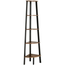 Bibliotheque d angle retro etagere d angle rangement montage facile avec cadre metallique 32,5 x 34 x 159 cm pour salon