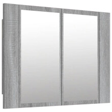 Armário com espelho LED 60 x 12 x 45 cm madeira de engenharia cinza 02_0006744