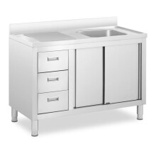 Fregadero de acero inoxidable sobre mueble - 1 cubeta de acero inoxidable - 400 x 400 x 300 mm 14_0005021