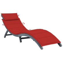 Transat chaise longue - Acacia - 190 cm - Cojín gris - Plegable - Resistente a las inclemencias del tiempo
