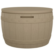 Coffre boîte meuble de jardin rangement 3 en 1 polypropylène marron clair 02_0013028
