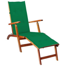 Transatlántico chaise longue tumbona cama de jardín terraza mueble de exterior con reposapiés y cojín acacia sólida