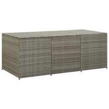 Coffre boîte meuble de jardin rangement résine tressée 180 x 90 x 75 cm gris