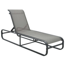 Transat chaise longue baño de sol cama de jardín terraza mueble de exterior aluminio y textileno gris