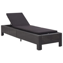 Transat chaise longue para baño de sol con cojín de resina trenzada negra 02_0012198