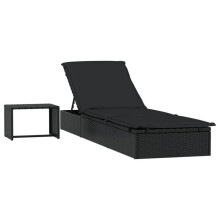 Transat chaise longue baño de sol con mesa de resina trenzada negra 02_0012207