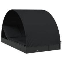 Transat chaise longue de 2 plazas con techo redondo negro 211x112x140 cm 02_0012194