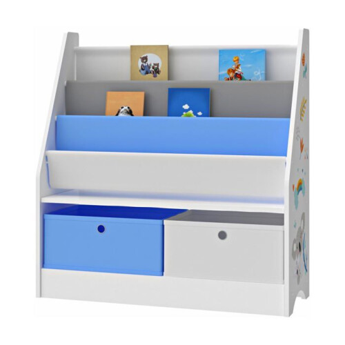 estante infantil com 3 compartimentos e 2 caixas 74 x 71 x 23 cm com padrão 1