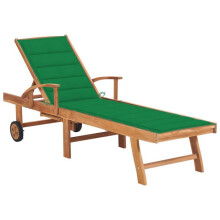 Transat - Teck - Sillón de Respaldo - Cojín Verde - Resistente a la Intemperie - Respaldo Ajustable