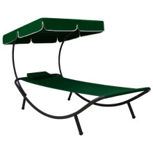 Sofá de exterior de reposo tipo transat de 200 cm con toldo y almohada verde 02_0012010