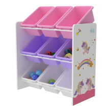 Mensola di stoccaggio Muxía per bambini con 9 cesti aperti bianco / viola / rosa