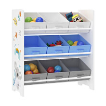 Scaffale di stoccaggio per bambini con 9 contenitori pieghevoli bianco / grigio / blu 03_0006979