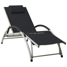 Transat chaise longue, tumbona, cama de jardín, mueble de terraza con cojín de textilene.