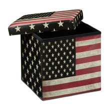 Opvouwbare kruk met opbergkist bankje 38 x 38 cm USA veelkleurig 3013093