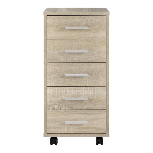 Caisson móvel com rodinhas e 5 gavetas em MDF 63 cm bege 03_0001246 1