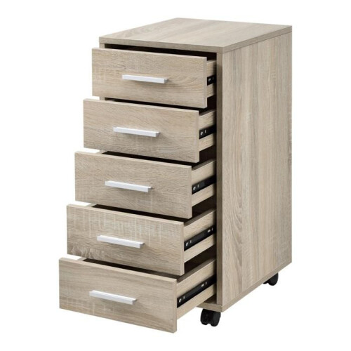 Caisson móvel com rodinhas e 5 gavetas em MDF 63 cm bege 03_0001246