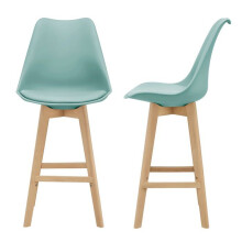 Conjunto de 2 bancos de bar com assento, encosto e apoio para os pés 105 cm verde
