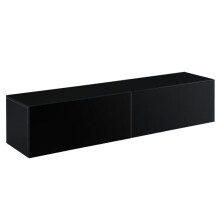 Prateleira de parede design móvel suporte para TV com 2 Gavetas 140 cm preto brilhante 03_0005192