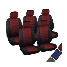 Set di 5 coprisedili in poliestere dimensione universale nero rosso 19_0001057