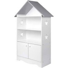 Scaffale per bambini con porta in legno bloccabile bianco-grigio 19_0000173