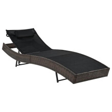 Transat chaise longue bain de soleil lit de jardin terrasse möbel für den außenbereich mit kissen aus braunem geflochtenem harz
