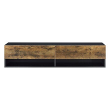 Estante de parede design com 2 portas móvel suporte para TV armazenamento 140 cm preto carvalho escuro 03_0005185