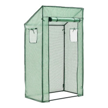 Serre de tomates marzano en acier et polyéthylène à porte et 2 fenêtres zippée 100 x 60 x 143 - 174 cm vert 03_0008259