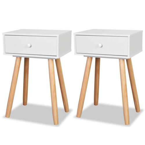 Nachttisch - HELLOSHOP26 - Set aus 2 - MDF - Kiefernholz - 1 Schublade