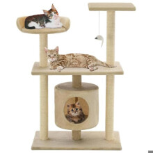 Arranhador para gatos, brinquedo para animais de pelúcia em sisal 95 cm bege 3702237