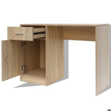Mesa de escritório para trabalho em informática com gaveta e armário 100 cm carvalho 0502110