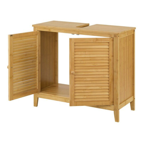 Móvel sob lavatório com 2 portas 60 x 67 x 30 cm bambu 2