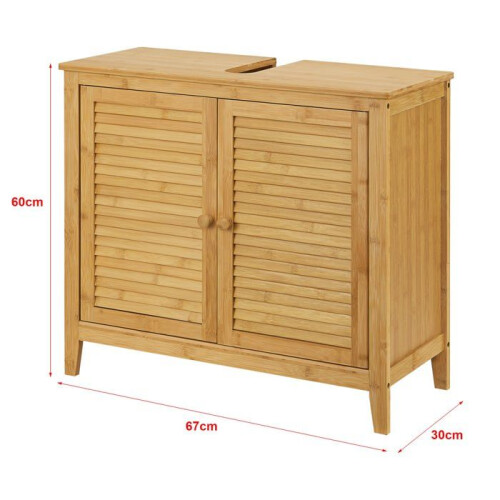 Móvel sob lavatório com 2 portas 60 x 67 x 30 cm bambu 1