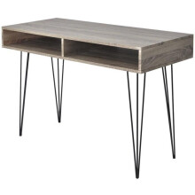 Mesa de escritório para trabalho em informática com 2 compartimentos cinza 0502061/2