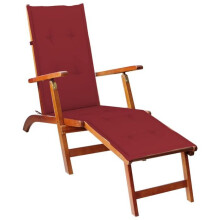 Chaiselongue - Acacia - Ajustable en 3 posiciones - Cojín incluido - Resistente a la intemperie - Plegable