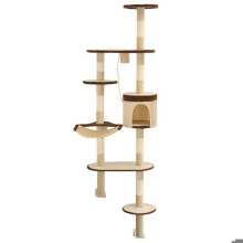 Kattenboom - Helloshop26 - 194 cm - Beige en bruin - Wandmontage - Sisal krabpaal