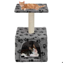 Arranha-céu para gatos sisal 55 cm cinza padrão brinquedo animal pelúcia