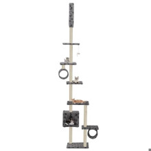 Arranhador para gatos, sofá para gatos, brinquedo para animais de pelúcia em sisal 260 cm cinza com padrão