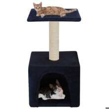 Krabpaal kattenhuis speelgoed voor dieren pluche van sisal 55 cm donkerblauw