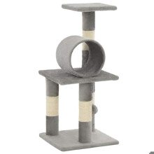 Kattenboom krabpaal schuilplaats speelgoed huisdieren pluche in sisal 65 cm grijs 3702123