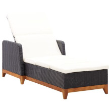 Transat - HELLOSHOP26 - Resina trenzada - Madera de acacia maciza - Respaldo ajustable - Negro